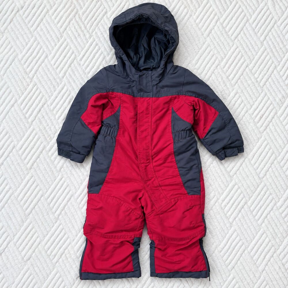 L.L. Bean Baby 12-18M Cold Buster Thinsulate Red Gray One Piece Snowsuit Winter